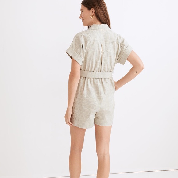 Madewell Seersucker Camp Romper XS Nf853 - Picture 2 of 5